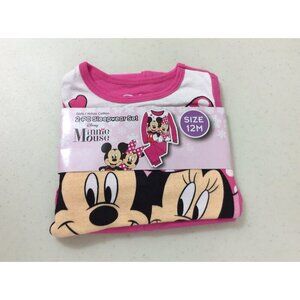 Disney Minnie Mouse Girls Flannel Pajamas Sleepwear 12M NEW